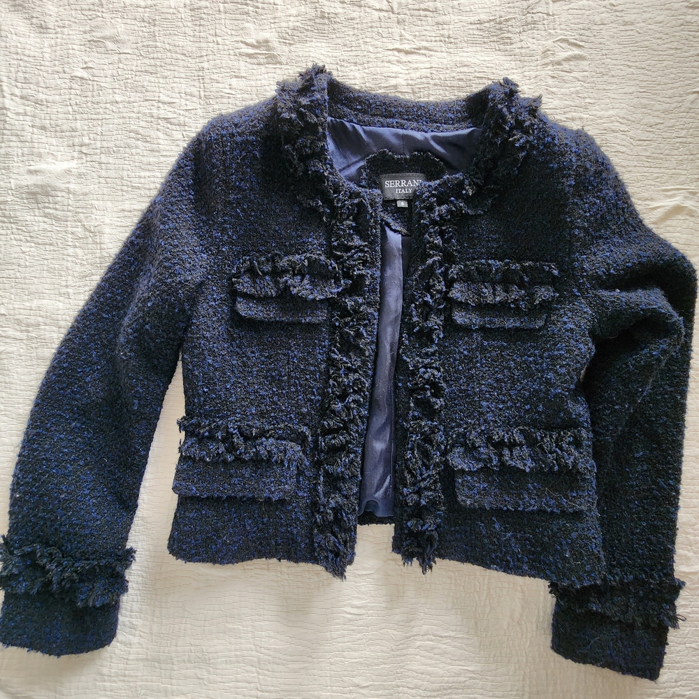 Mario Serrani Navy Textured  Blazer